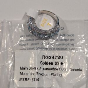 Golden Skies Silver and Blue Ring